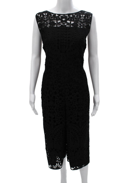 St. John Women Floral Boat Neck Sleeveless Polyester Jumpsuit Size 8