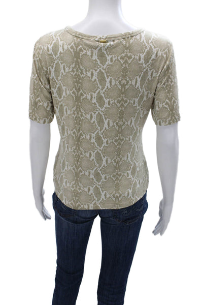 St. John Womens Beige Snake Print Rayon Short Sleeve T-Shirt Size S