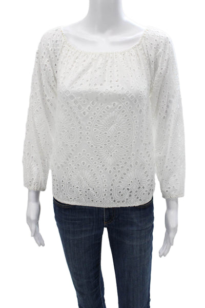 Bishop and Young Women Basic White Cotton 3/4 Sleeve Round Neck Blouse Size XS