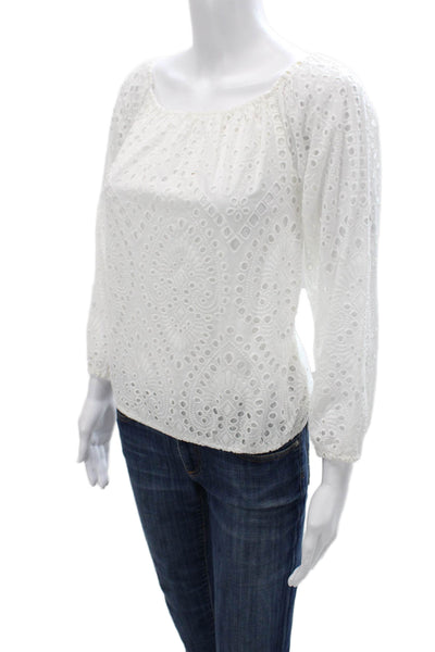 Bishop and Young Women Basic White Cotton 3/4 Sleeve Round Neck Blouse Size XS