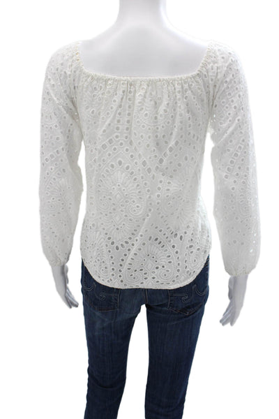 Bishop and Young Women Basic White Cotton 3/4 Sleeve Round Neck Blouse Size XS