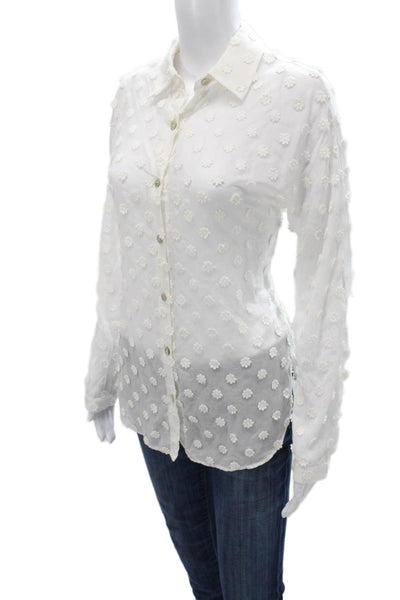 Minan Wong Women Floral Cotton Collared Long Sleeve Button-Up Size S