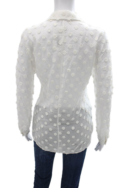 Minan Wong Women Floral Cotton Collared Long Sleeve Button-Up Size S