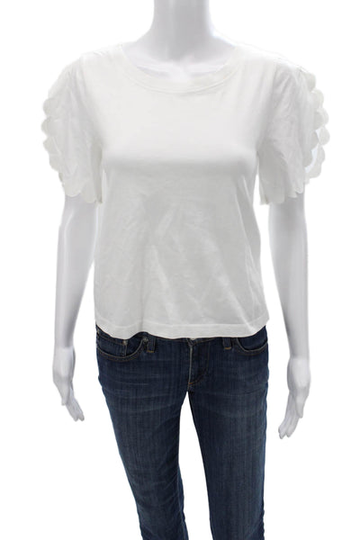 See by Chloe Women Basic White Cotton Blend T-Shirt Short Sleeve Size S