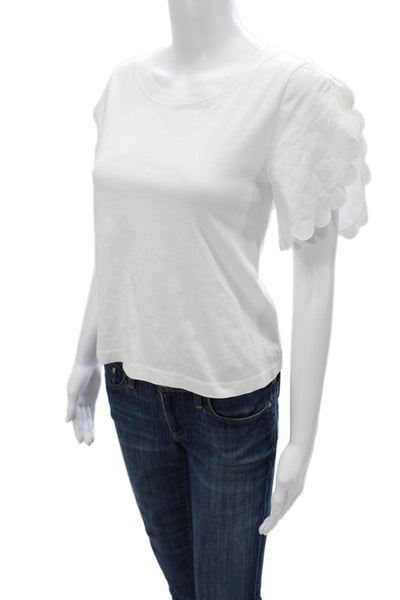 See by Chloe Women Basic White Cotton Blend T-Shirt Short Sleeve Size S