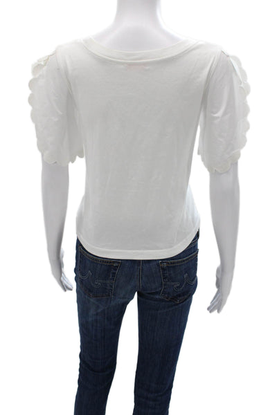 See by Chloe Women Basic White Cotton Blend T-Shirt Short Sleeve Size S