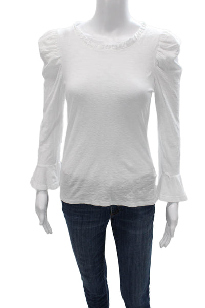 Nation LTD Womens Basic 3/4 Sleeve White Pima Cotton T Shirt Size S