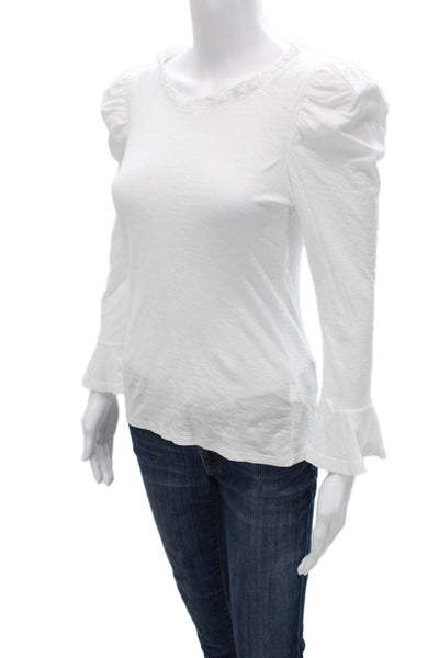 Nation LTD Womens Basic 3/4 Sleeve White Pima Cotton T Shirt Size S