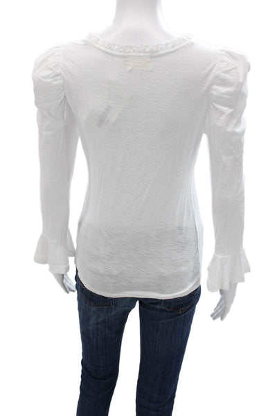 Nation LTD Womens Basic 3/4 Sleeve White Pima Cotton T Shirt Size S