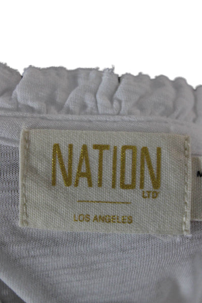 Nation LTD Womens Basic 3/4 Sleeve White Pima Cotton T Shirt Size S