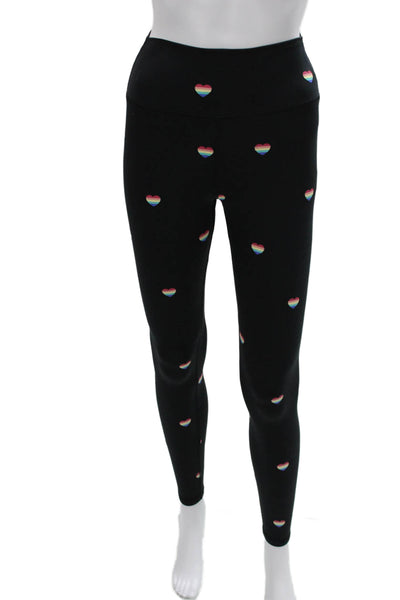 Spiritual Gangster Women Ankle Heart Leggings Black Size S