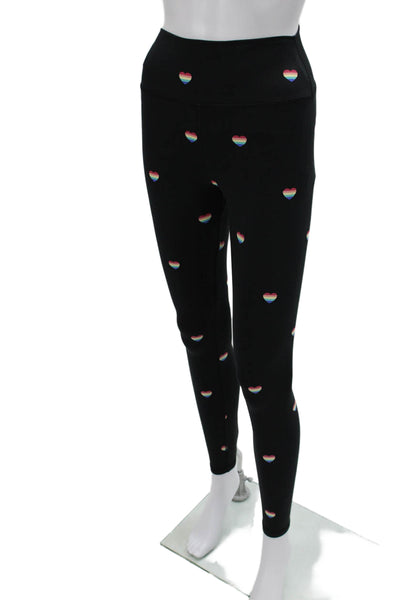 Spiritual Gangster Women Ankle Heart Leggings Black Size S