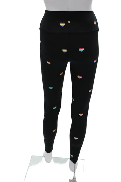 Spiritual Gangster Women Ankle Heart Leggings Black Size S