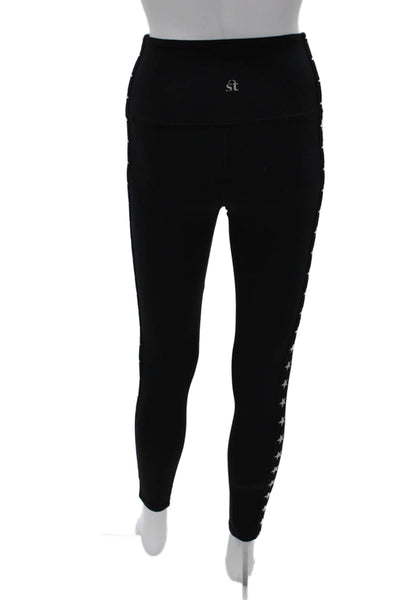 Strut This Womens Ankle Leggings Black Polyester Stars Size One Size