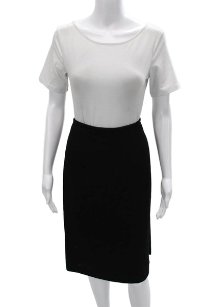 Escada Women Straight Pencil Skirt Black 100% Wool Knee Zip Size 40