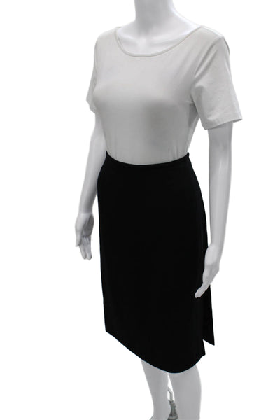Escada Women Straight Pencil Skirt Black 100% Wool Knee Zip Size 40