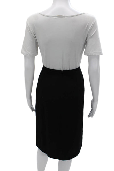 Escada Women Straight Pencil Skirt Black 100% Wool Knee Zip Size 40