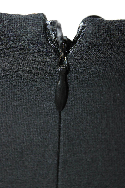 Escada Women Straight Pencil Skirt Black 100% Wool Knee Zip Size 40