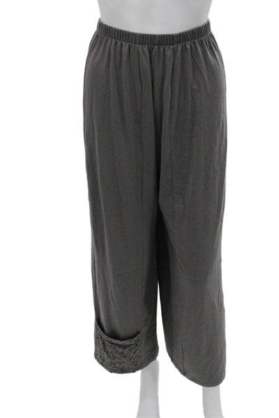 Noblu Womens Cropped Gray Pull On Pants 97% Cotton Inseam 28 Size M