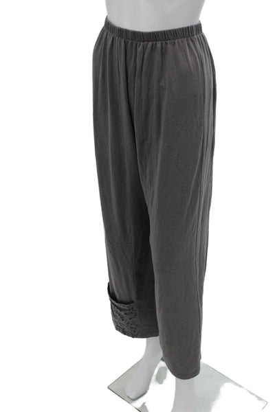 Noblu Womens Cropped Gray Pull On Pants 97% Cotton Inseam 28 Size M