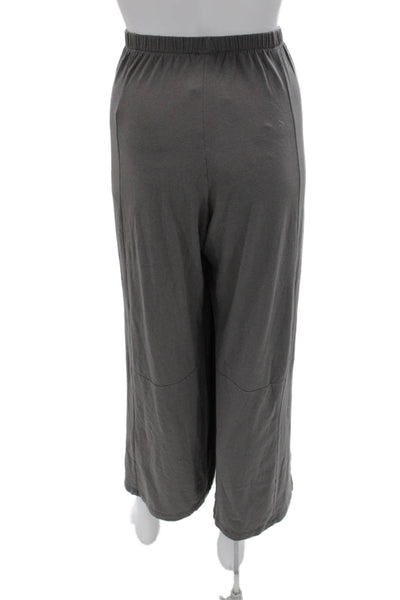 Noblu Womens Cropped Gray Pull On Pants 97% Cotton Inseam 28 Size M