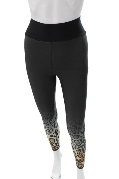 Ultracor Womens Black Leopard Ankle Leggings Size S