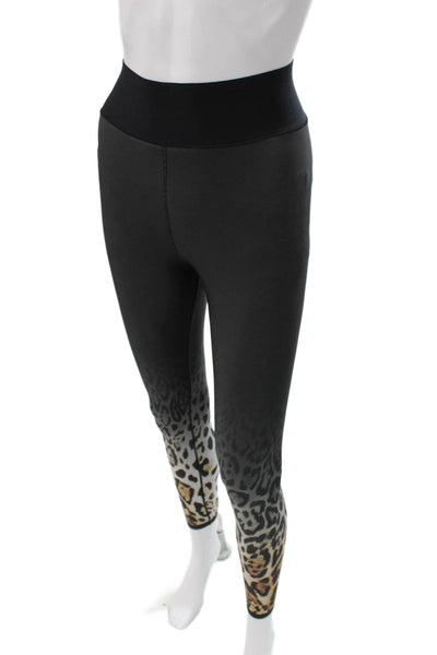 Ultracor Womens Black Leopard Ankle Leggings Size S