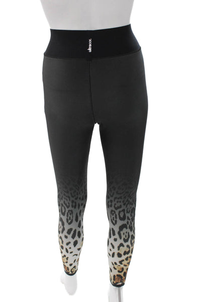 Ultracor Womens Black Leopard Ankle Leggings Size S