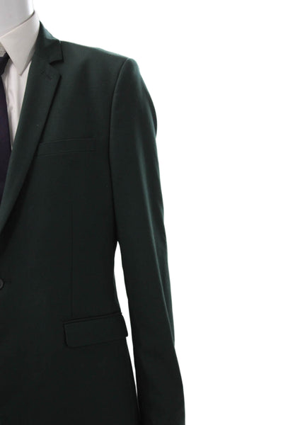 Topman Mens 2 Piece Green Polyester Suit Solid 28in Inseam Size 42