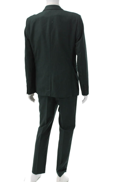 Topman Mens 2 Piece Green Polyester Suit Solid 28in Inseam Size 42