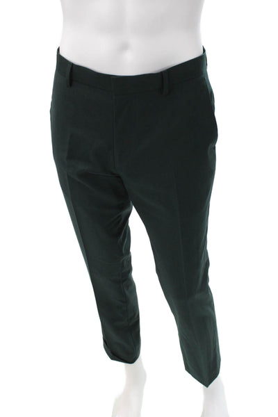 Topman Mens 2 Piece Green Polyester Suit Solid 28in Inseam Size 42