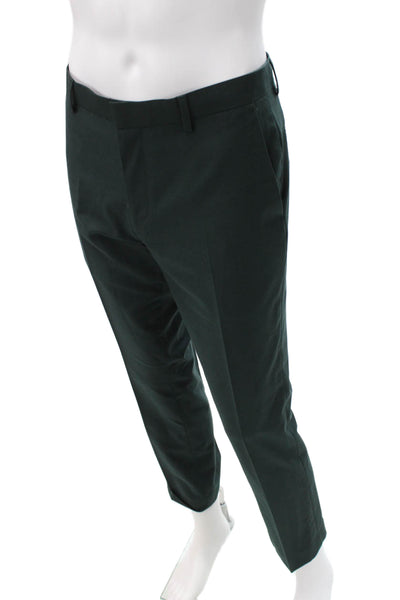 Topman Mens 2 Piece Green Polyester Suit Solid 28in Inseam Size 42