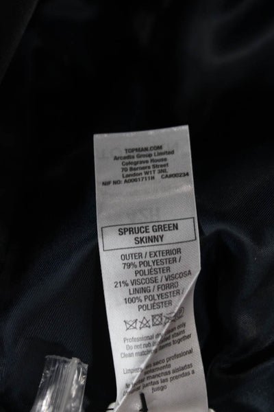 Topman Mens 2 Piece Green Polyester Suit Solid 28in Inseam Size 42