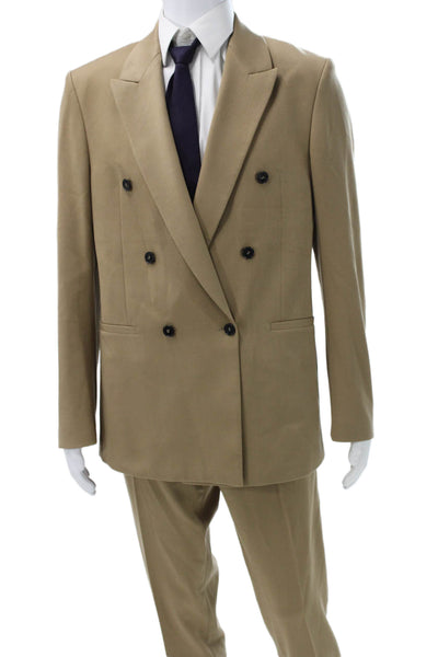 Zara Mens 2 Piece Beige Suit Solid Polyester Viscose Size 40