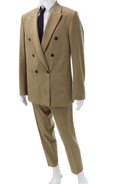 Zara Mens 2 Piece Beige Suit Solid Polyester Viscose Size 40
