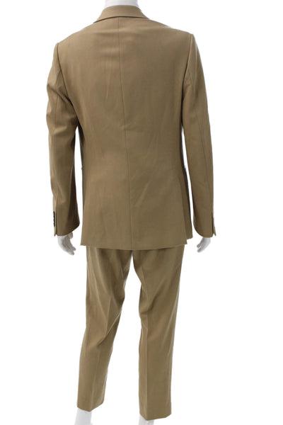 Zara Mens 2 Piece Beige Suit Solid Polyester Viscose Size 40