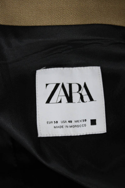 Zara Mens 2 Piece Beige Suit Solid Polyester Viscose Size 40