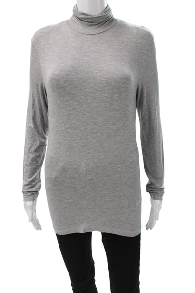Max Mara Womens Turtleneck Long Sleeve T-Shirt Gray Polyester Blend Size M