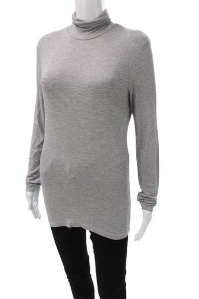 Max Mara Womens Turtleneck Long Sleeve T-Shirt Gray Polyester Blend Size M