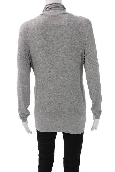 Max Mara Womens Turtleneck Long Sleeve T-Shirt Gray Polyester Blend Size M