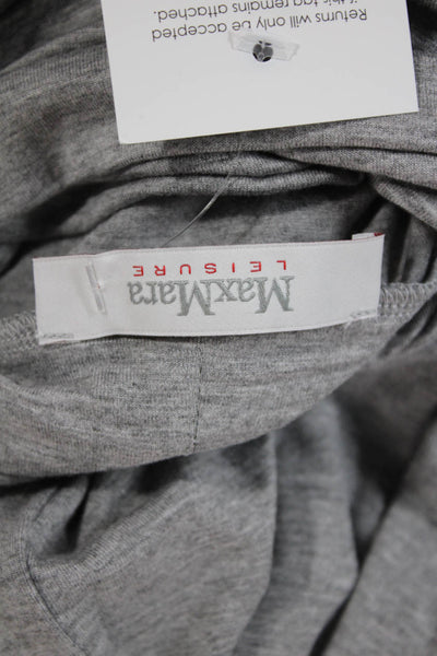 Max Mara Womens Turtleneck Long Sleeve T-Shirt Gray Polyester Blend Size M