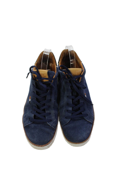 Allen Edmonds Mens Suede Lace Up Sneakers Shoes Blue Size 10