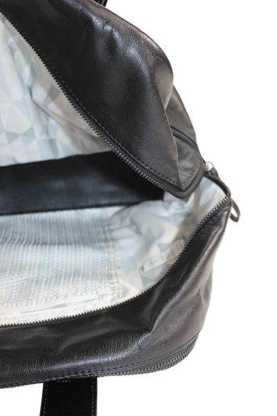 Lululemon Womens Faux Leather Striped Zipper Closure Shoulder Handbag Black