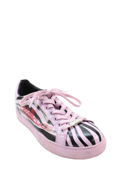 Cavalli Class Womens Leather Tiger Striped Sneakers Lavender Black Size 40 10