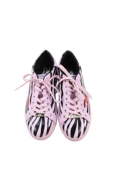 Cavalli Class Womens Leather Tiger Striped Sneakers Lavender Black Size 40 10