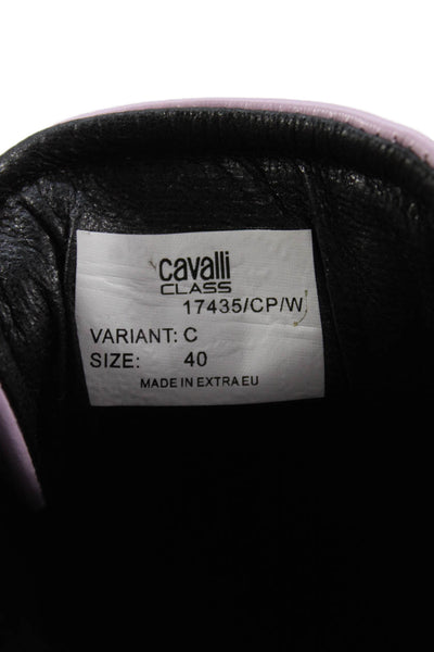 Cavalli Class Womens Leather Tiger Striped Sneakers Lavender Black Size 40 10