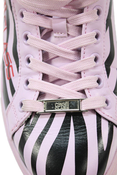 Cavalli Class Womens Leather Tiger Striped Sneakers Lavender Black Size 40 10