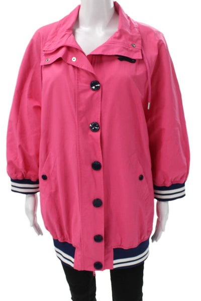 Love Moschino Women Windbreaker Pink Cotton Blend Button Long Sleeve Size 4
