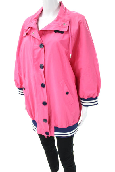 Love Moschino Women Windbreaker Pink Cotton Blend Button Long Sleeve Size 4
