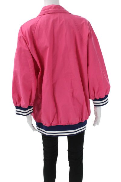 Love Moschino Women Windbreaker Pink Cotton Blend Button Long Sleeve Size 4